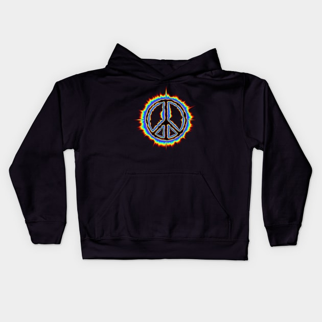 Psychedelic Peace sign Kids Hoodie by DrewskiDesignz